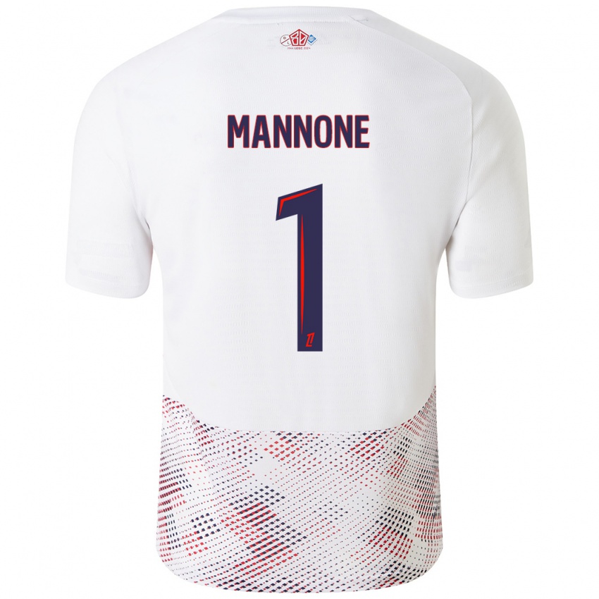 Hombre Camiseta Vito Mannone #1 Blanco Azul Real 2ª Equipación 2024/25 La Camisa México