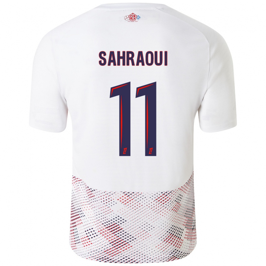 Hombre Camiseta Osame Sahraoui #11 Blanco Azul Real 2ª Equipación 2024/25 La Camisa México