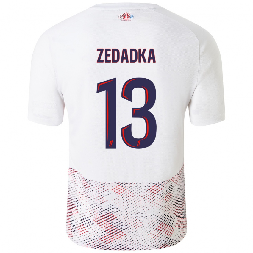 Hombre Camiseta Akim Zedadka #13 Blanco Azul Real 2ª Equipación 2024/25 La Camisa México