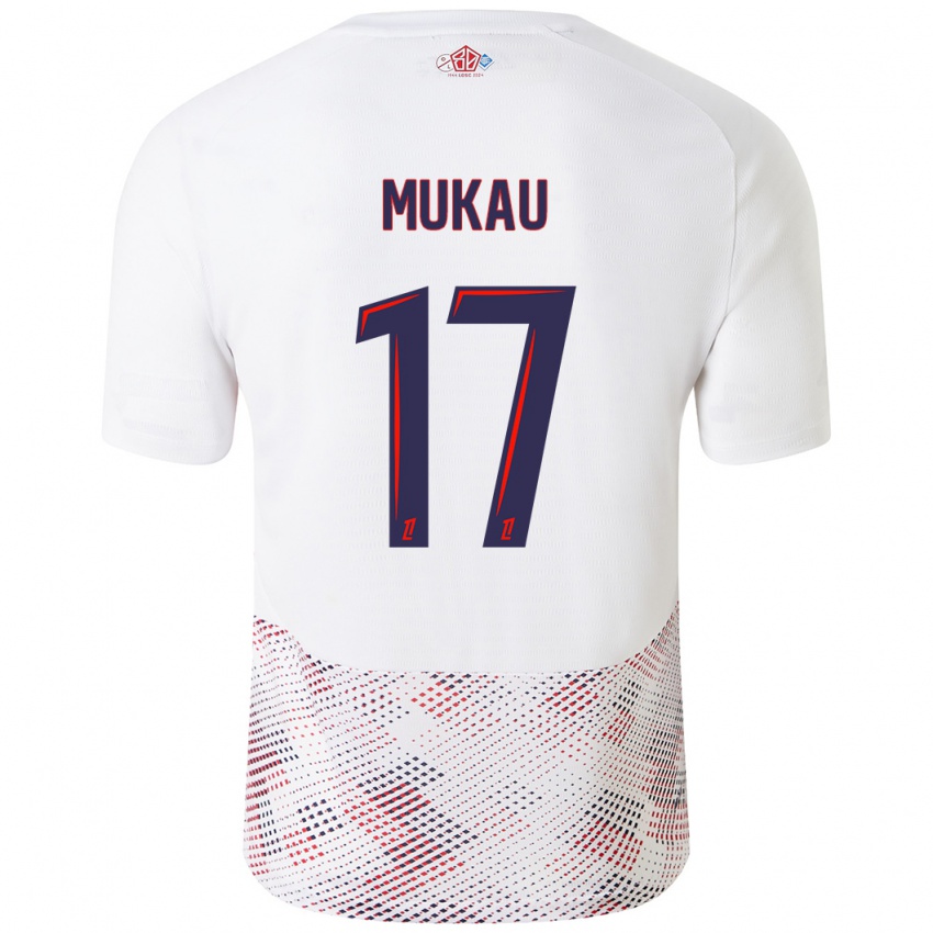 Hombre Camiseta Ngal'ayel Mukau #17 Blanco Azul Real 2ª Equipación 2024/25 La Camisa México