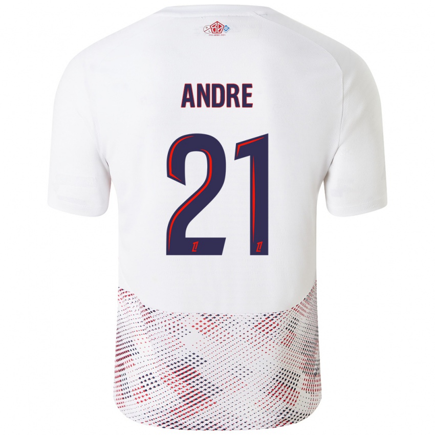 Hombre Camiseta Benjamin Andre #21 Blanco Azul Real 2ª Equipación 2024/25 La Camisa México