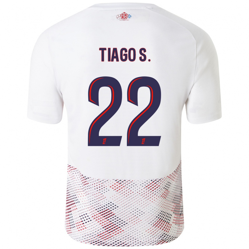 Hombre Camiseta Tiago Santos #22 Blanco Azul Real 2ª Equipación 2024/25 La Camisa México