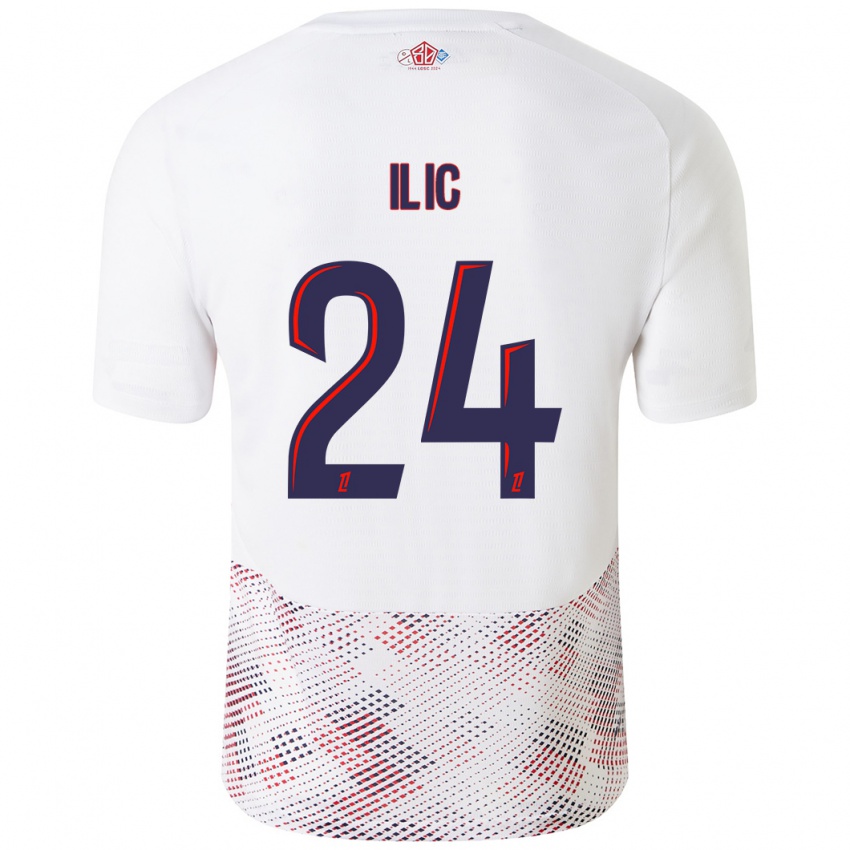 Hombre Camiseta Andrej Ilic #24 Blanco Azul Real 2ª Equipación 2024/25 La Camisa México