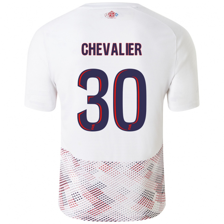 Hombre Camiseta Lucas Chevalier #30 Blanco Azul Real 2ª Equipación 2024/25 La Camisa México