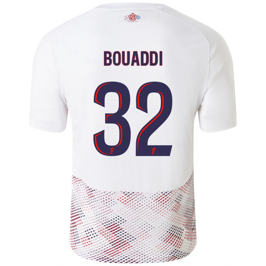 Hombre Camiseta Ayyoub Bouaddi #32 Blanco Azul Real 2ª Equipación 2024/25 La Camisa México