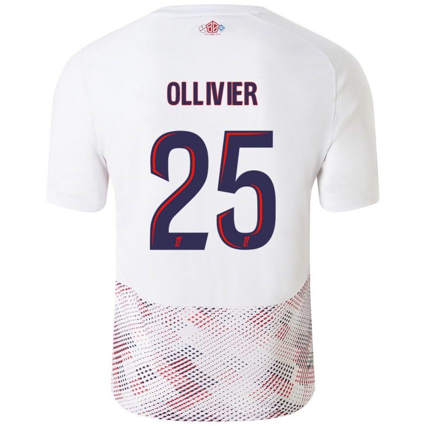 Hombre Camiseta Agathe Ollivier #25 Blanco Azul Real 2ª Equipación 2024/25 La Camisa México