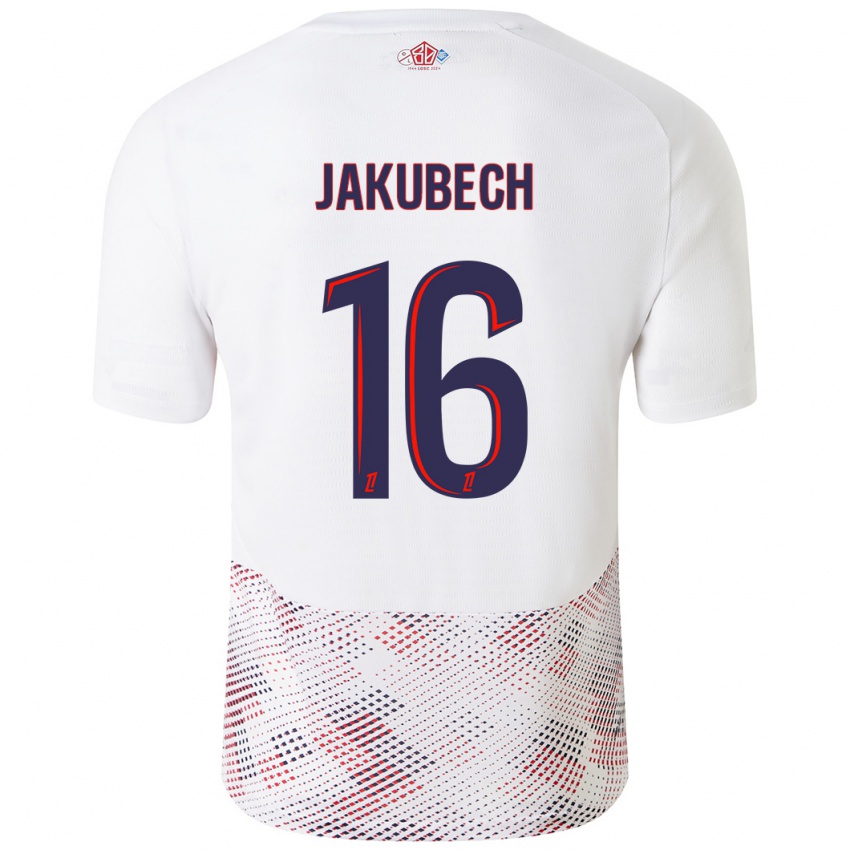 Hombre Camiseta Adam Jakubech #16 Blanco Azul Real 2ª Equipación 2024/25 La Camisa México