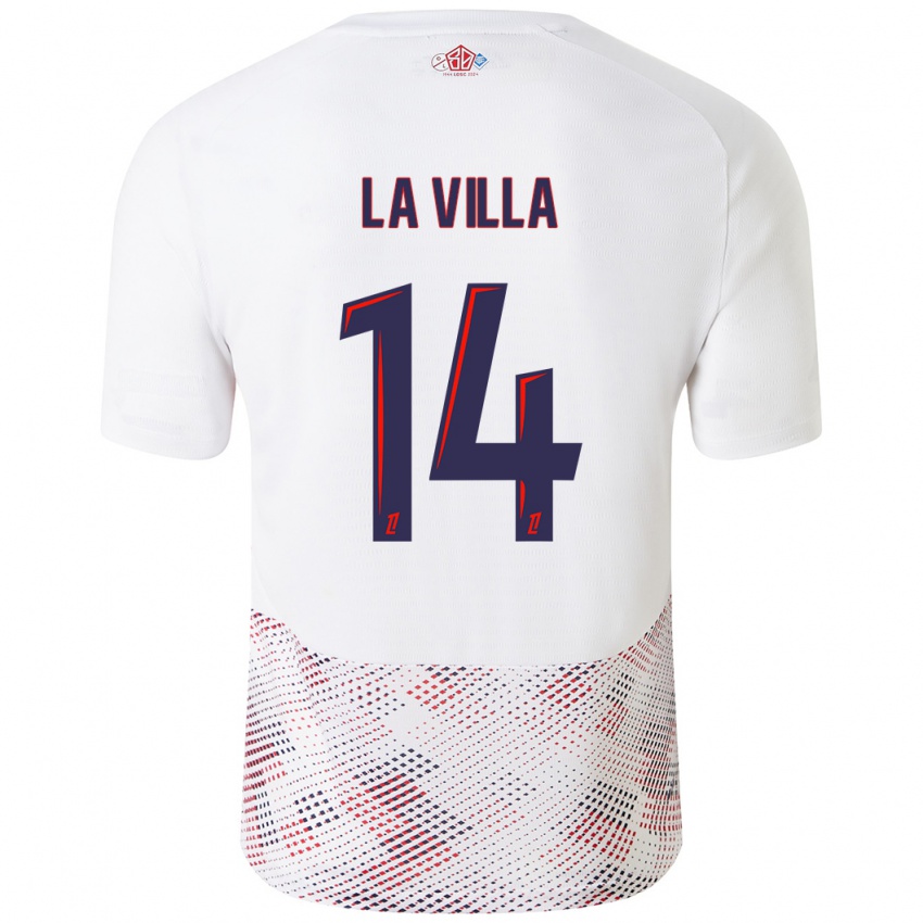 Hombre Camiseta Caroline La Villa #14 Blanco Azul Real 2ª Equipación 2024/25 La Camisa México