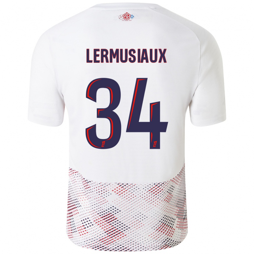 Hombre Camiseta Chrystal Lermusiaux #34 Blanco Azul Real 2ª Equipación 2024/25 La Camisa México