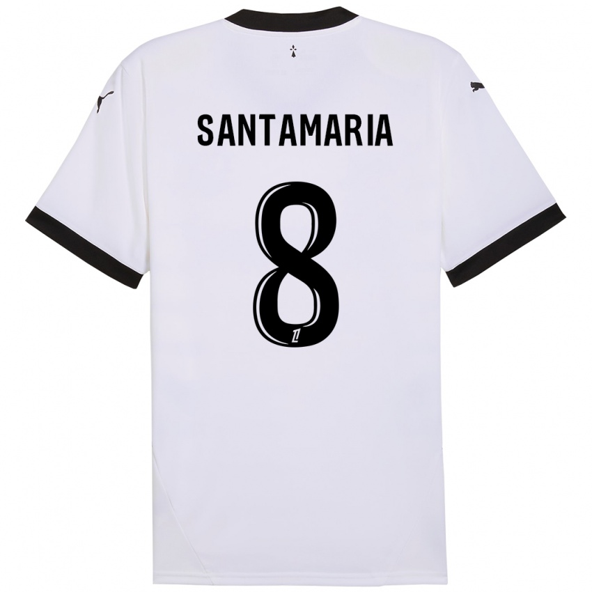 Hombre Camiseta Baptiste Santamaria #8 Blanco Negro 2ª Equipación 2024/25 La Camisa México