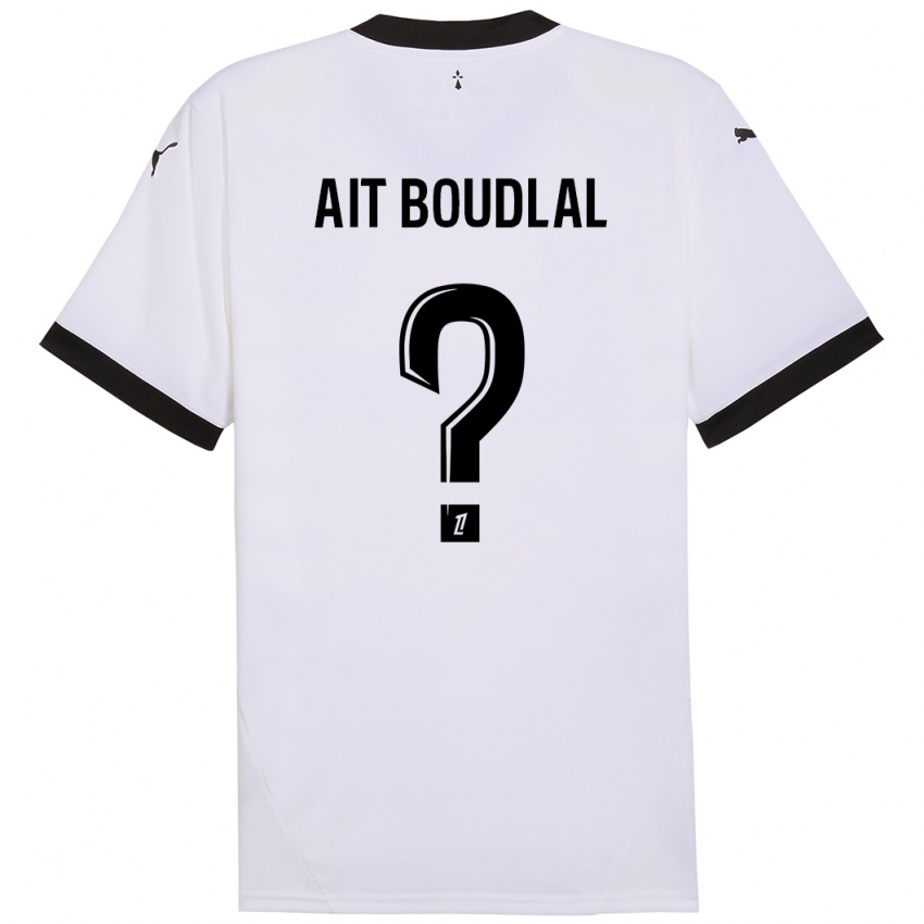 Hombre Camiseta Abdelhamid Ait Boudlal #0 Blanco Negro 2ª Equipación 2024/25 La Camisa México