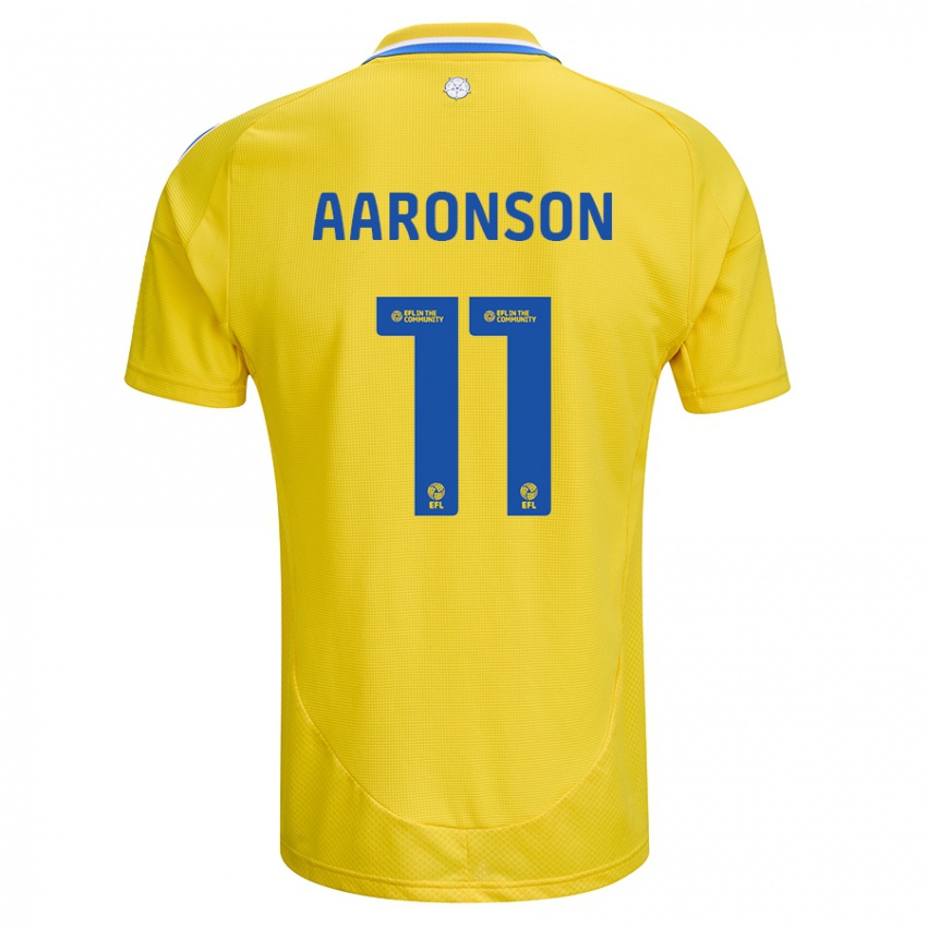 Hombre Camiseta Brenden Aaronson #11 Amarillo Azul 2ª Equipación 2024/25 La Camisa México