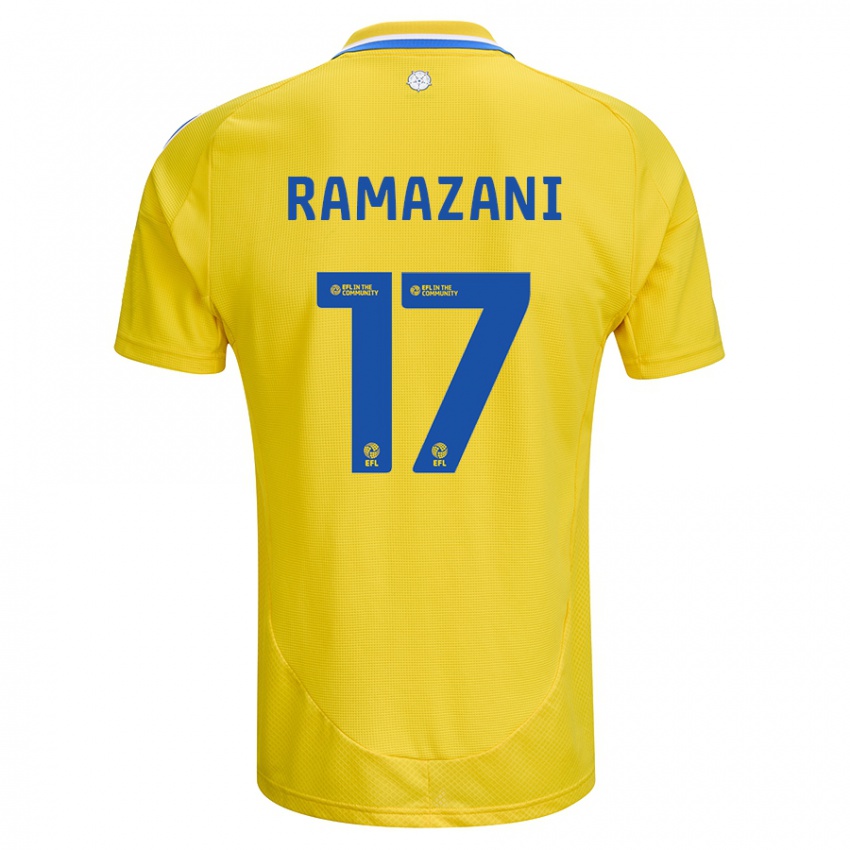 Hombre Camiseta Largie Ramazani #17 Amarillo Azul 2ª Equipación 2024/25 La Camisa México