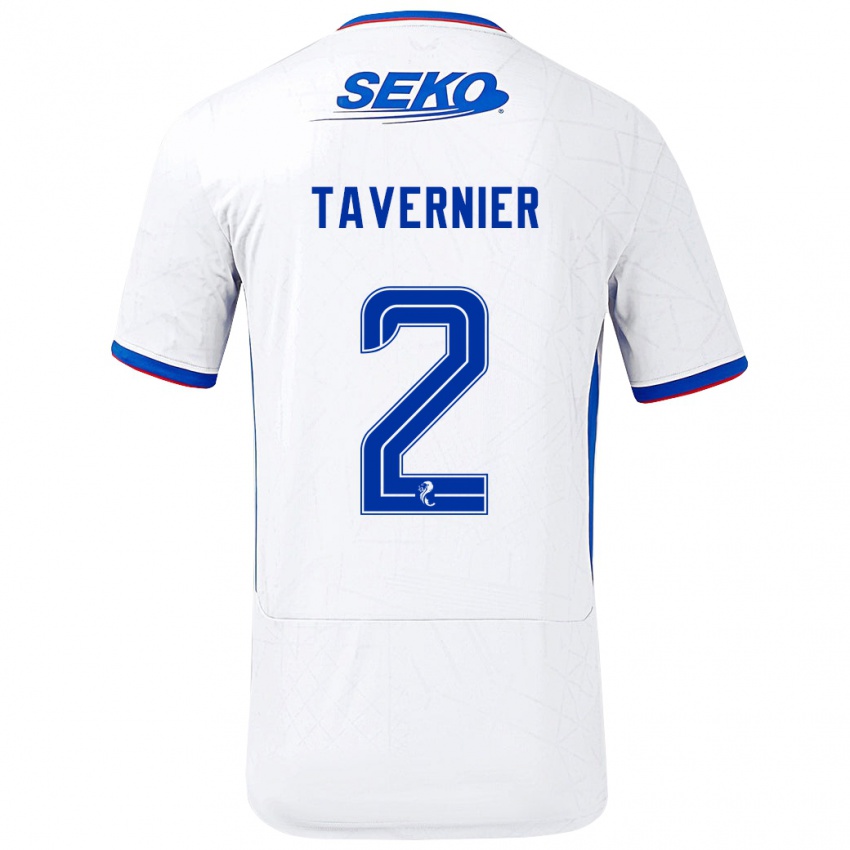 Hombre Camiseta James Tavernier #2 Blanco Azul 2ª Equipación 2024/25 La Camisa México