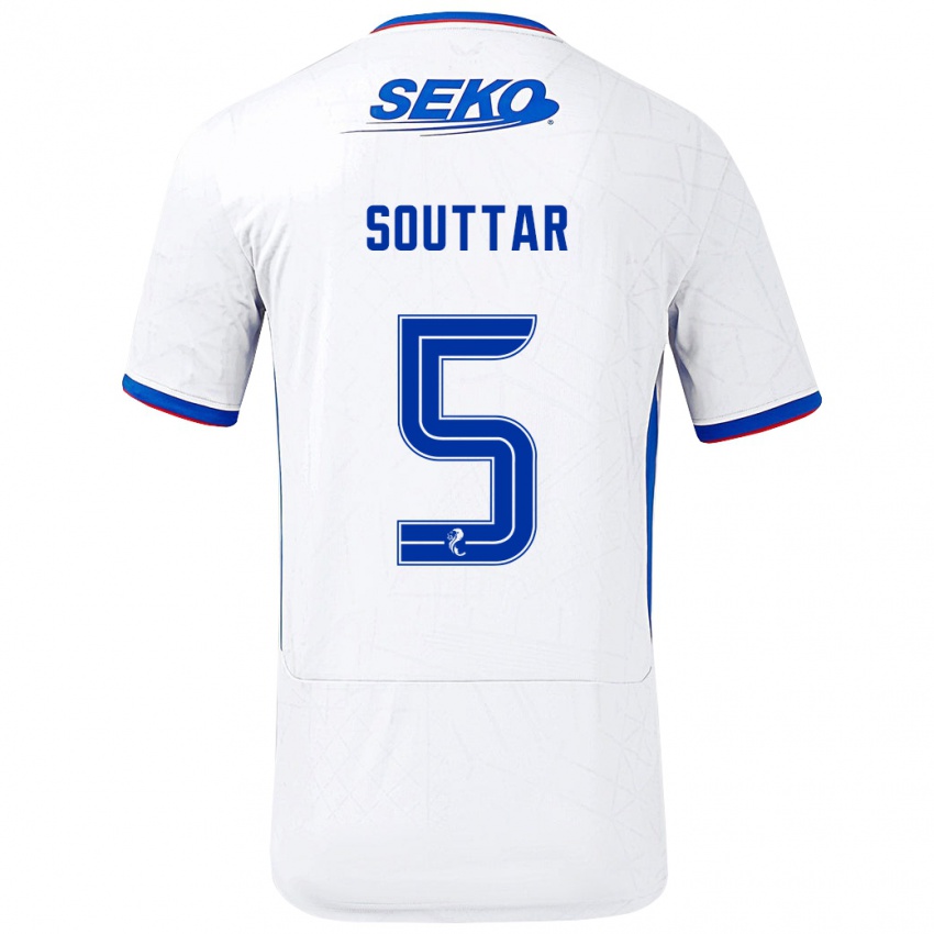 Hombre Camiseta John Souttar #5 Blanco Azul 2ª Equipación 2024/25 La Camisa México