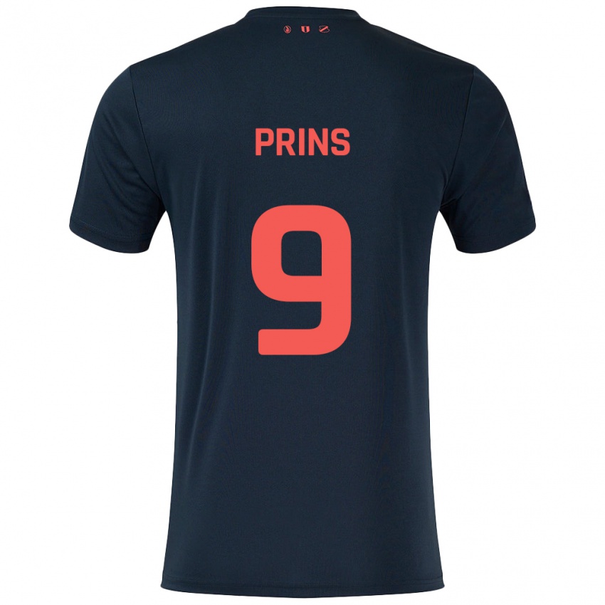 Hombre Camiseta Femke Prins #9 Negro Rojo 2ª Equipación 2024/25 La Camisa México