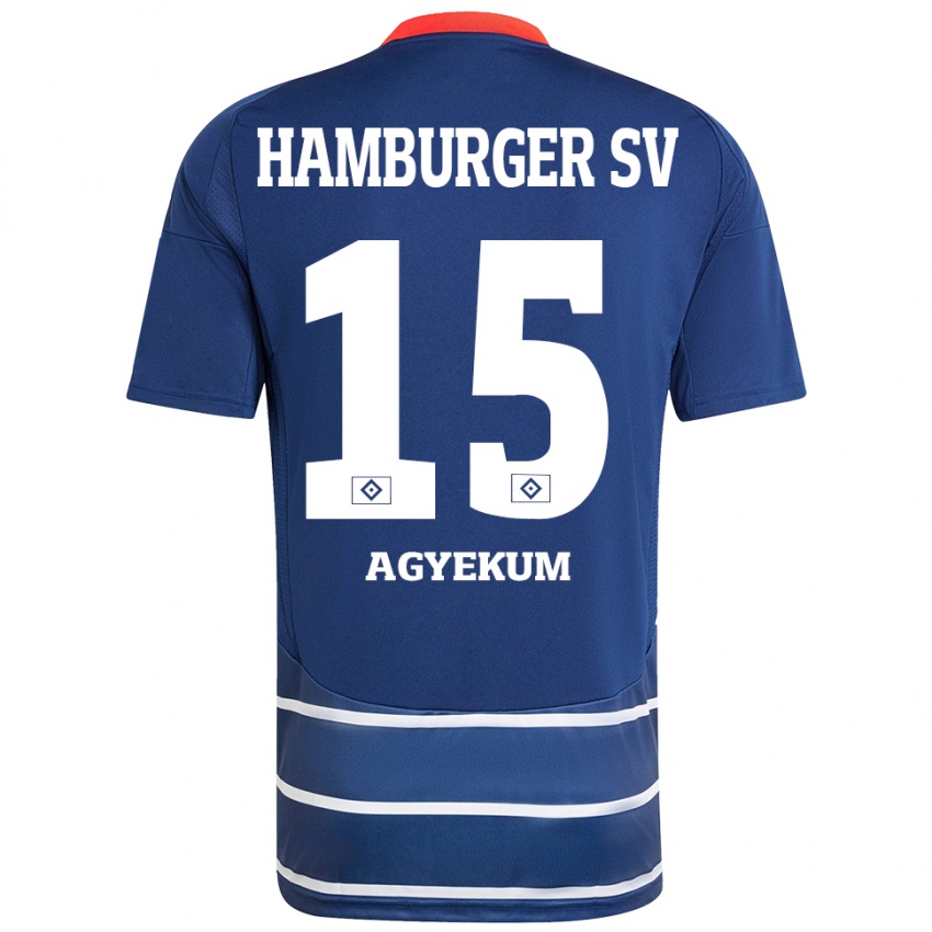 Hombre Camiseta Joel Agyekum #15 Azul Oscuro 2ª Equipación 2024/25 La Camisa México