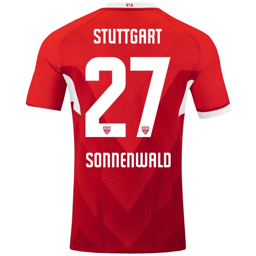 Hombre Camiseta Lukas Sonnenwald #27 Rojo Blanco 2ª Equipación 2024/25 La Camisa México