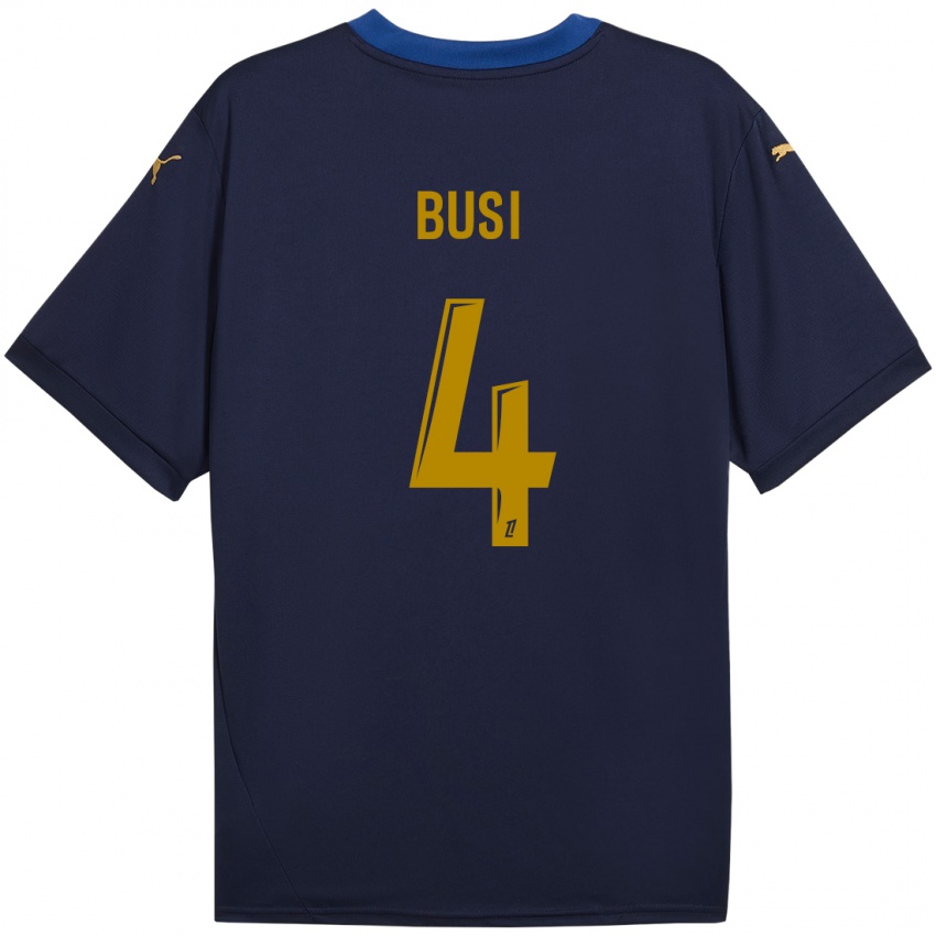 Hombre Camiseta Maxime Busi #4 Azul Marino Dorado 2ª Equipación 2024/25 La Camisa México