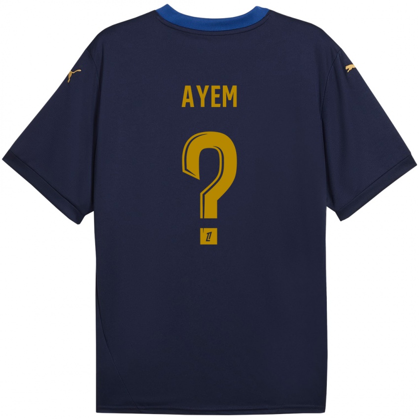 Hombre Camiseta Grégory Ayem #0 Azul Marino Dorado 2ª Equipación 2024/25 La Camisa México