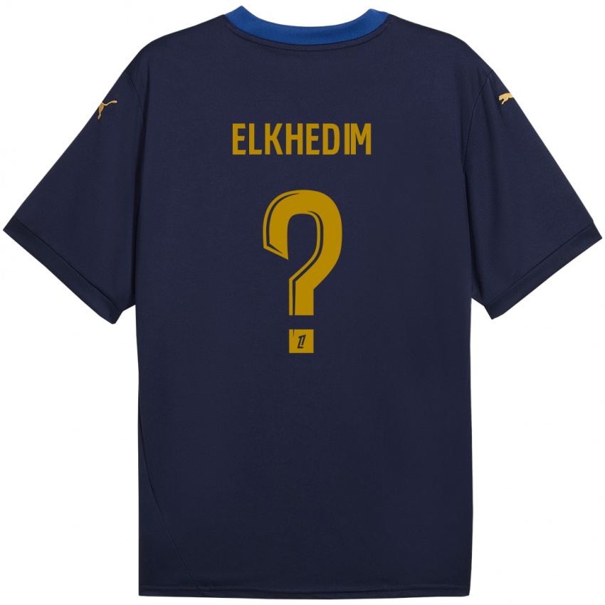 Hombre Camiseta Abdenoor Elkhedim #0 Azul Marino Dorado 2ª Equipación 2024/25 La Camisa México