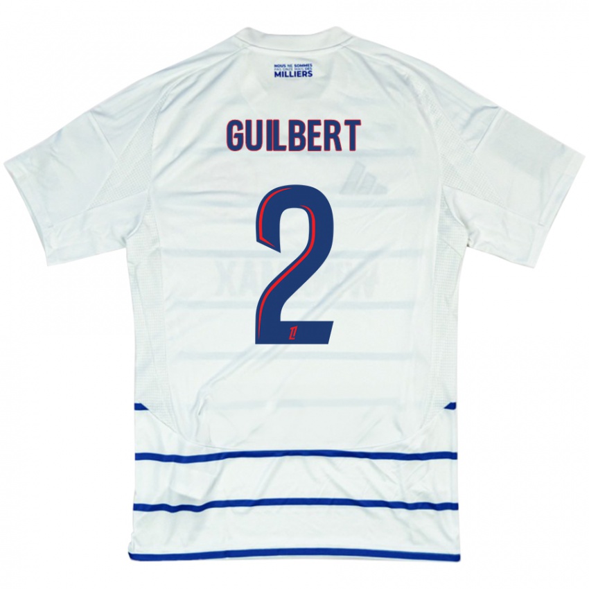 Hombre Camiseta Frédéric Guilbert #2 Blanco Azul 2ª Equipación 2024/25 La Camisa México