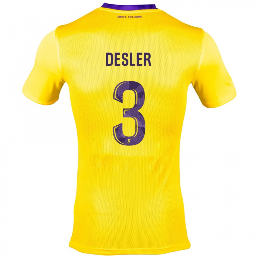 Hombre Camiseta Mikkel Desler #3 Amarillo Morado 2ª Equipación 2024/25 La Camisa México