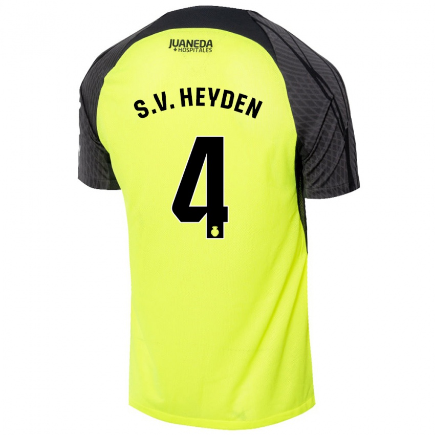 Hombre Camiseta Siebe Van Der Heyden #4 Verde Fluorescente Negro 2ª Equipación 2024/25 La Camisa México