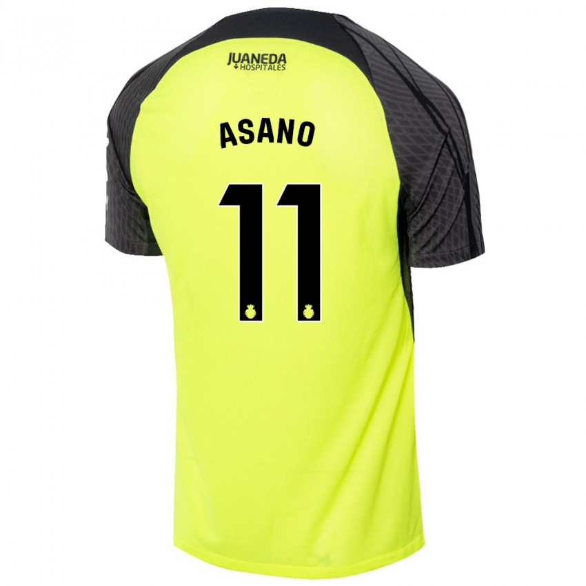 Hombre Camiseta Takuma Asano #11 Verde Fluorescente Negro 2ª Equipación 2024/25 La Camisa México