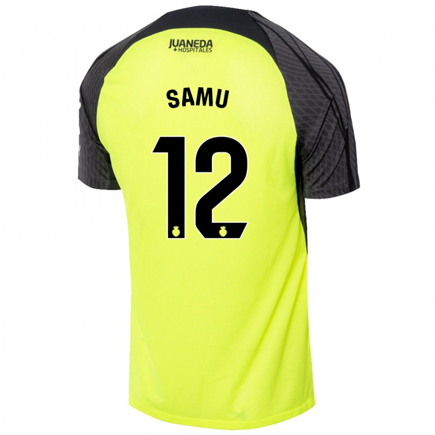 Hombre Camiseta Samú Costa #12 Verde Fluorescente Negro 2ª Equipación 2024/25 La Camisa México