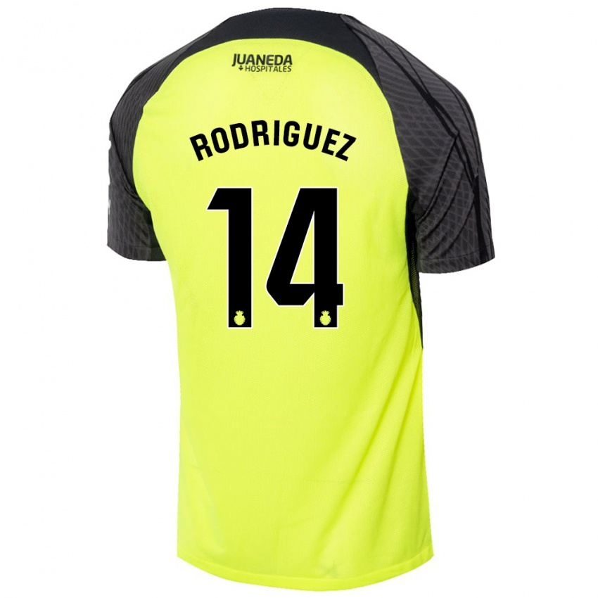 Hombre Camiseta Diego Rodríguez #14 Verde Fluorescente Negro 2ª Equipación 2024/25 La Camisa México