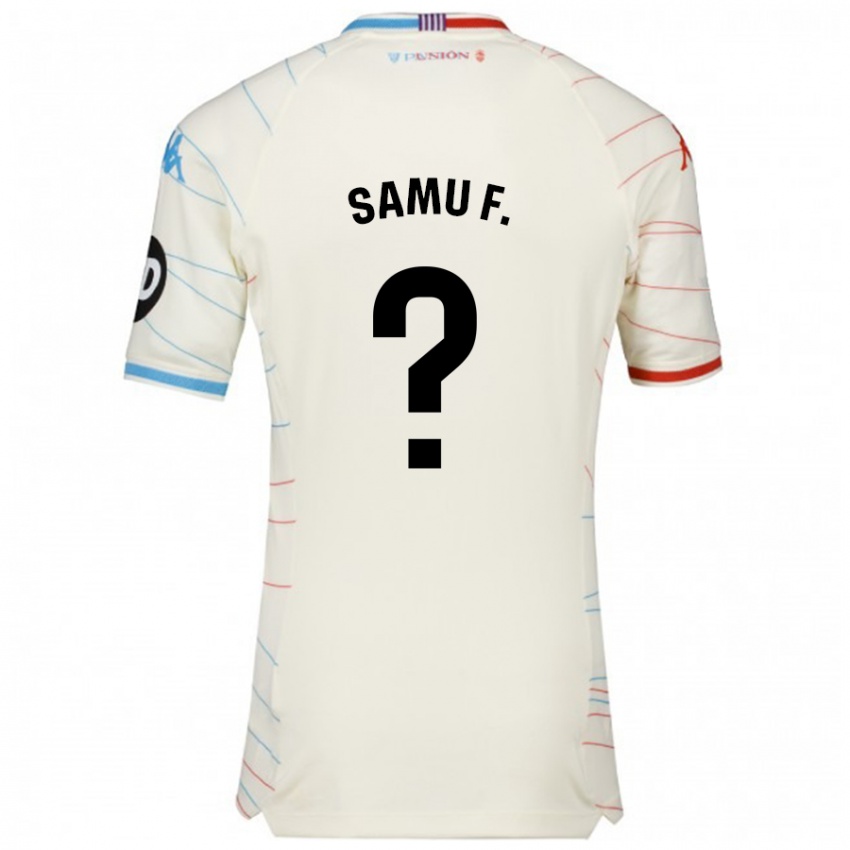 Hombre Camiseta Samu Fernández #0 Blanco Rojo Azul 2ª Equipación 2024/25 La Camisa México