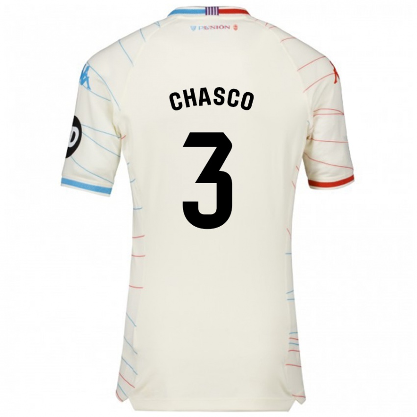 Hombre Camiseta Raúl Chasco #3 Blanco Rojo Azul 2ª Equipación 2024/25 La Camisa México