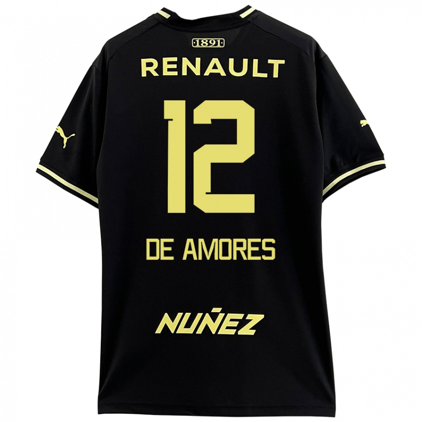 Hombre Camiseta Guillermo De Amores #12 Negro Amarillo 2ª Equipación 2024/25 La Camisa México