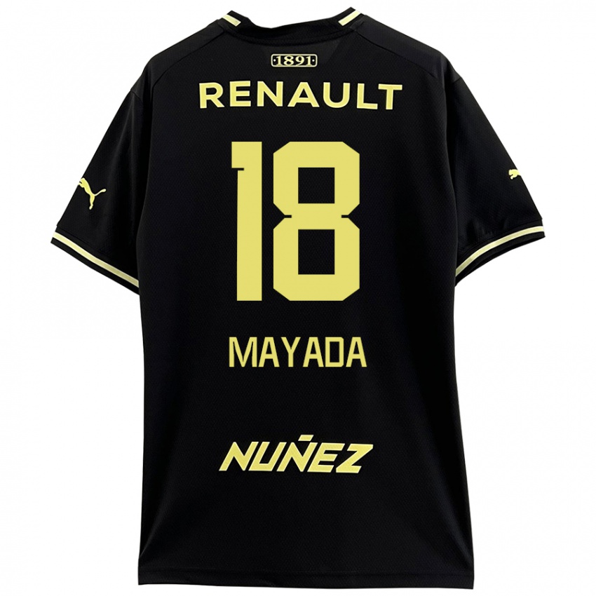 Hombre Camiseta Camilo Mayada #18 Negro Amarillo 2ª Equipación 2024/25 La Camisa México