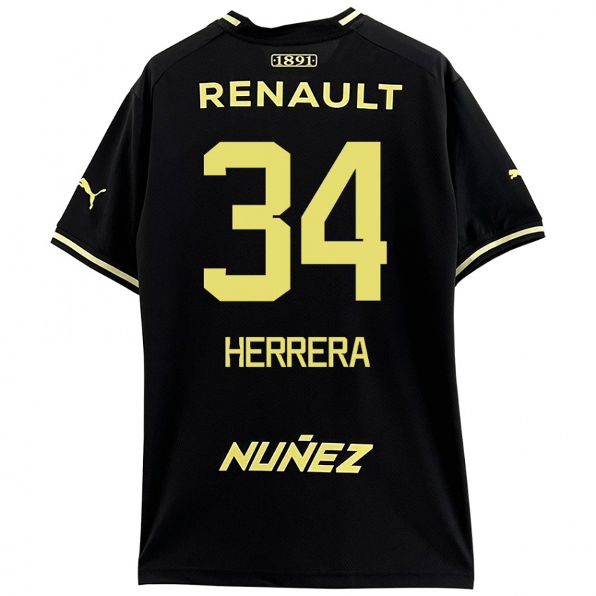 Hombre Camiseta Nahuel Herrera #34 Negro Amarillo 2ª Equipación 2024/25 La Camisa México