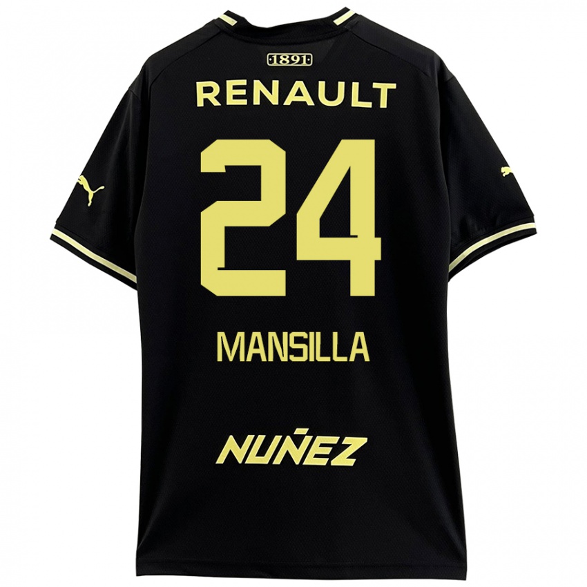 Hombre Camiseta Brian Mansilla #24 Negro Amarillo 2ª Equipación 2024/25 La Camisa México