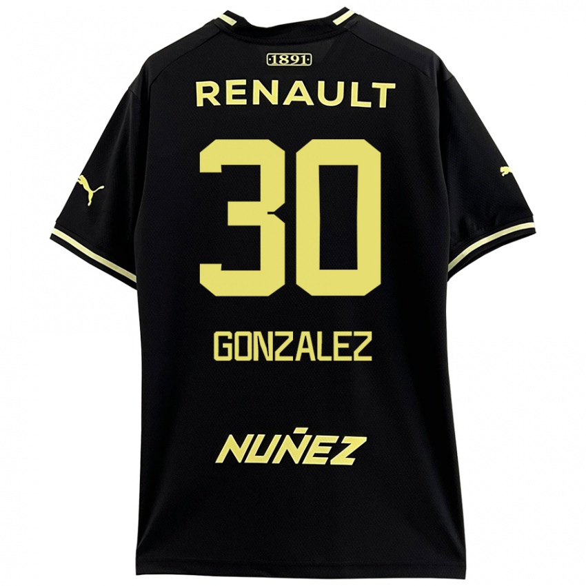 Hombre Camiseta Ángel González #30 Negro Amarillo 2ª Equipación 2024/25 La Camisa México