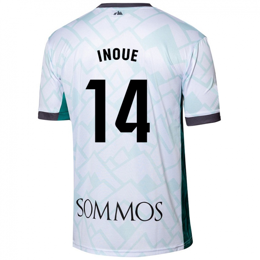 Hombre Camiseta Moe Inoue #14 Blanco Verde 2ª Equipación 2024/25 La Camisa México