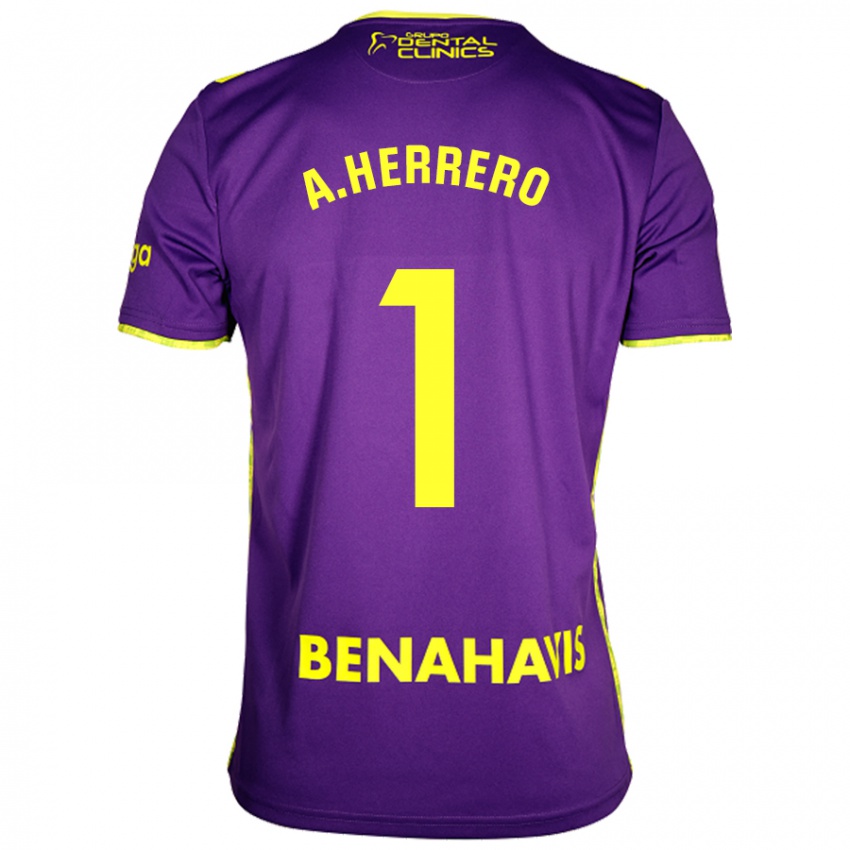 Hombre Camiseta Alfonso Herrero #1 Púrpura Amarillo 2ª Equipación 2024/25 La Camisa México