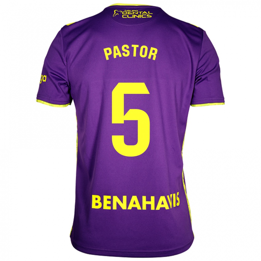 Hombre Camiseta Álex Pastor #5 Púrpura Amarillo 2ª Equipación 2024/25 La Camisa México