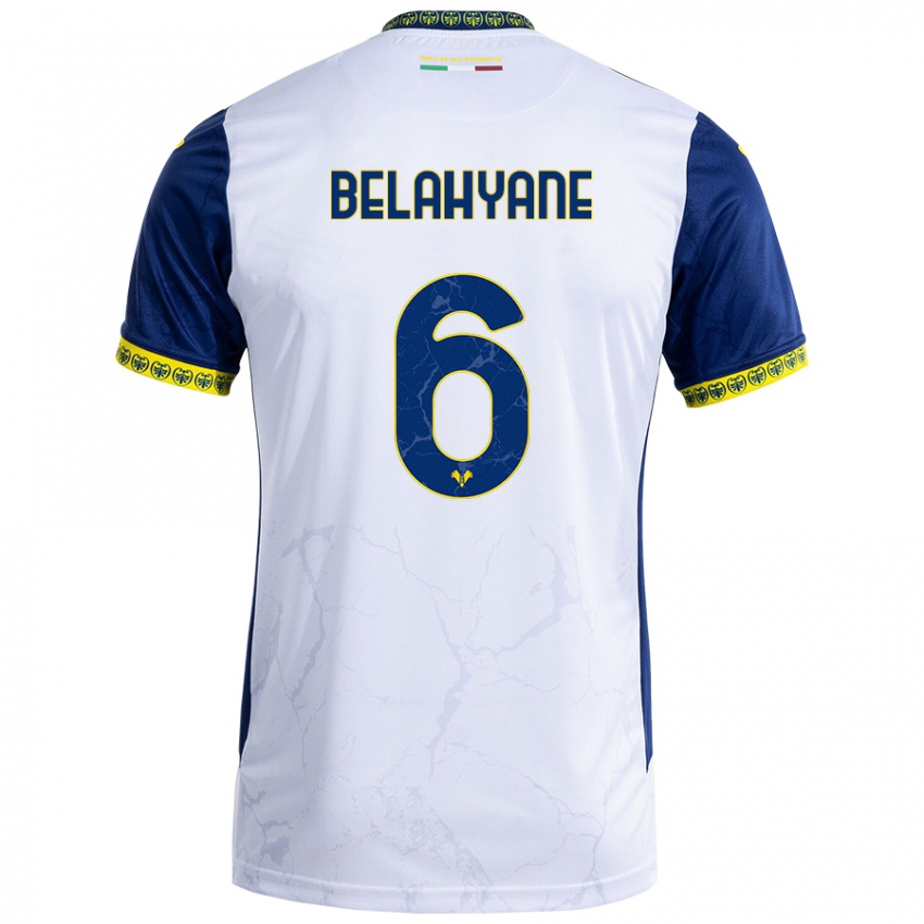 Hombre Camiseta Reda Belahyane #6 Blanco Azul 2ª Equipación 2024/25 La Camisa México