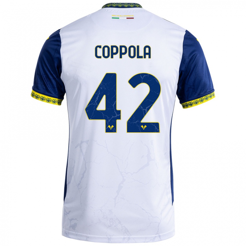 Hombre Camiseta Diego Coppola #42 Blanco Azul 2ª Equipación 2024/25 La Camisa México