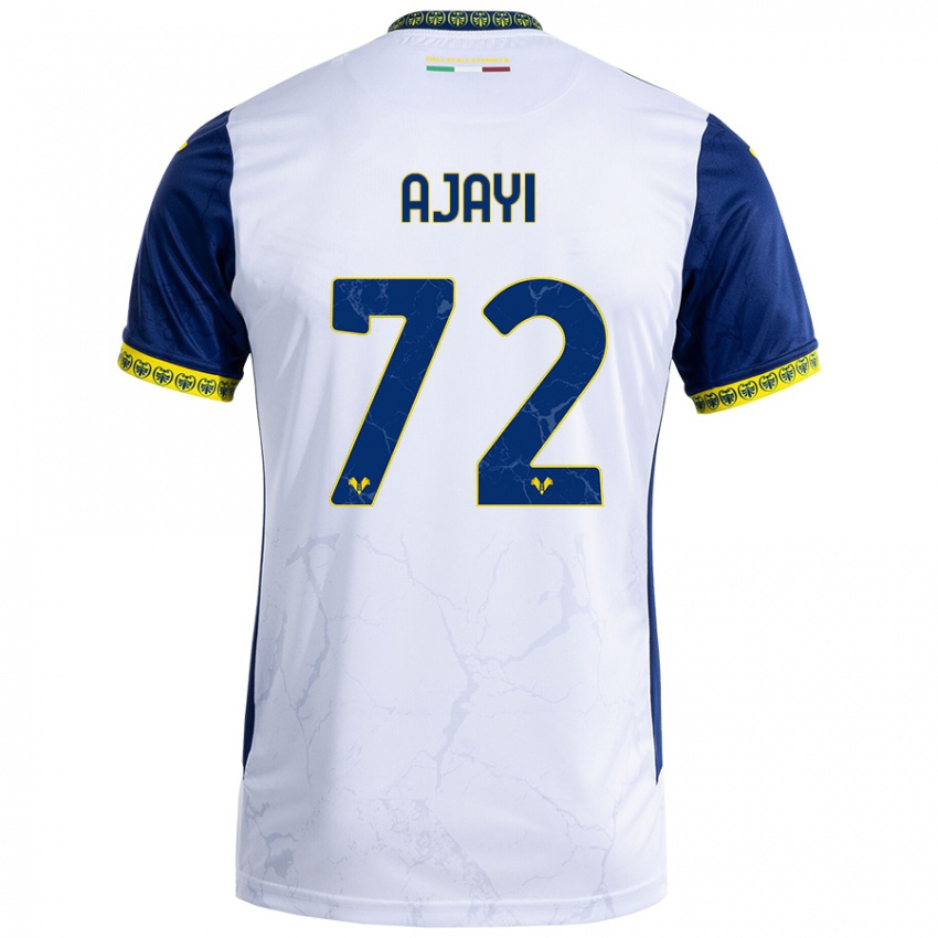 Hombre Camiseta Junior Ajayi #72 Blanco Azul 2ª Equipación 2024/25 La Camisa México