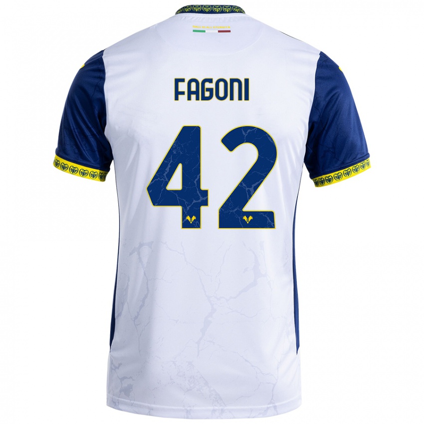 Hombre Camiseta Marco Fagoni #42 Blanco Azul 2ª Equipación 2024/25 La Camisa México