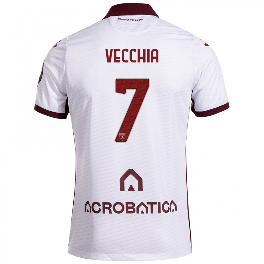 Hombre Camiseta Marco Dalla Vecchia #7 Blanco Granate 2ª Equipación 2024/25 La Camisa México