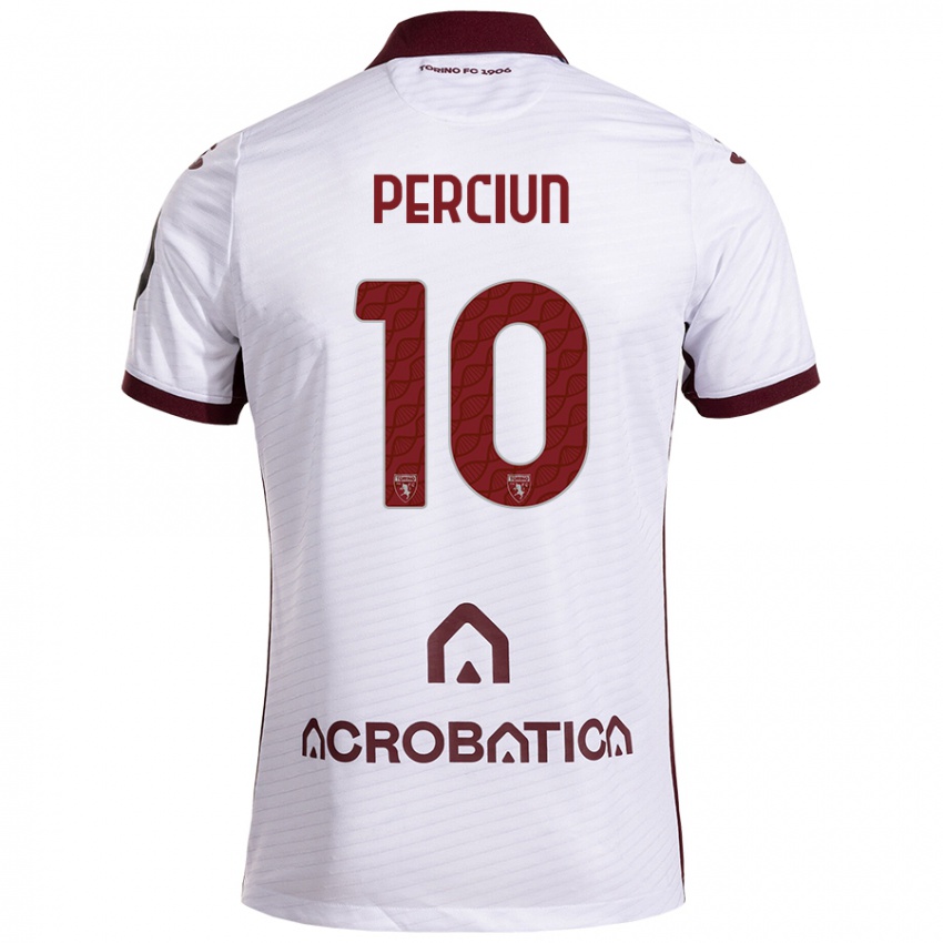 Hombre Camiseta Sergiu Perciun #10 Blanco Granate 2ª Equipación 2024/25 La Camisa México