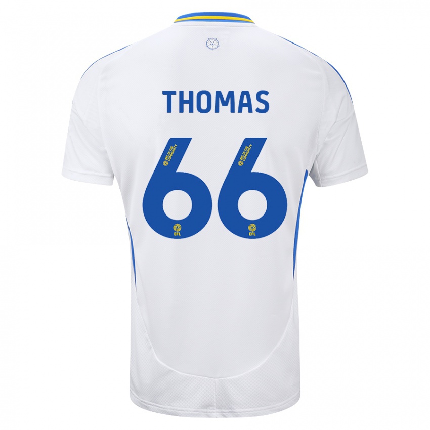 Mujer Camiseta Luca Thomas #66 Blanco Azul 1ª Equipación 2024/25 La Camisa México