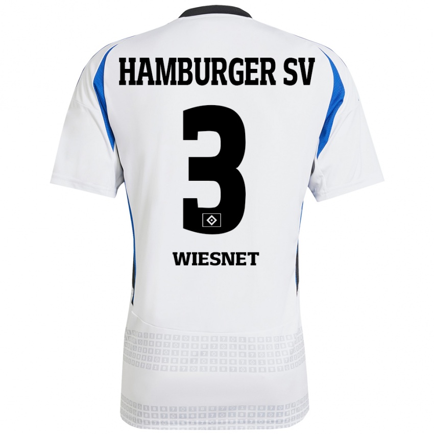 Mujer Camiseta Melvin Wiesnet #3 Blanco Azul 1ª Equipación 2024/25 La Camisa México