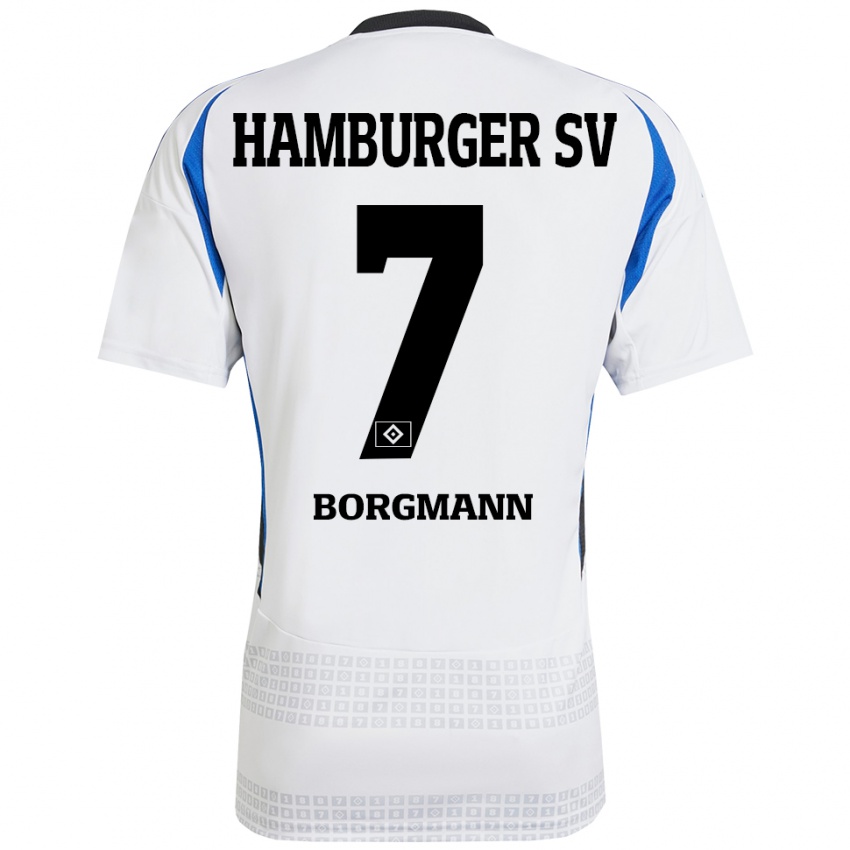 Mujer Camiseta Marcus Borgmann #7 Blanco Azul 1ª Equipación 2024/25 La Camisa México